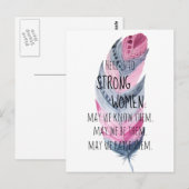 Sterke vrouwelijke Waterverf roze grijze boho-doez Briefkaart (Voorkant / Achterkant)