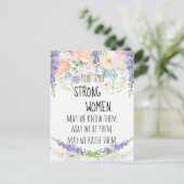 Sterke vrouwen Blush Pink Peonies Blue Delphinium Briefkaart (Staand voorkant)