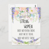 Sterke vrouwen Blush Pink Peonies Blue Delphinium Briefkaart (Voorkant / Achterkant)