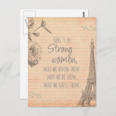 Sterke vrouwen citeren uit Parijs Papier Eiffel To Briefkaart (Voorkant / Achterkant)