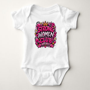Sterke Vrouwen Club Roze Fitness Typografie Ontwer Romper