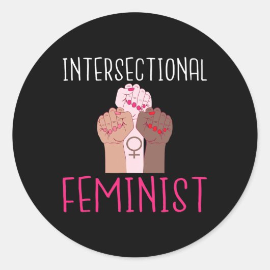 Sterke vrouwen intersectioneel feminist ronde sticker (Voorkant)