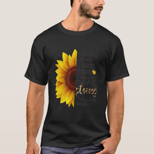 Sterke vrouwen lopen door zonnebloem t-shirt (Voorkant)
