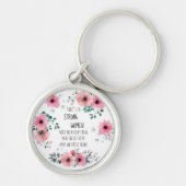Sterke Vrouwen Quote Roze Bloemen Afstuderen Gift Sleutelhanger (Voorkant)