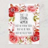 Sterke vrouwen Roze Rode Floral Roos Lijst Briefkaart (Voorkant)