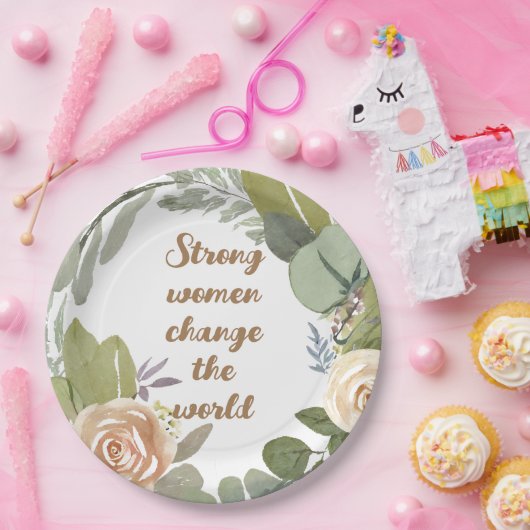sterke vrouwen veranderen de wereld 8 maart gelijk papieren bordje (Feest)
