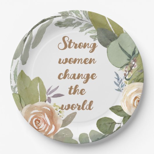 sterke vrouwen veranderen de wereld 8 maart gelijk papieren bordje (Voorkant)