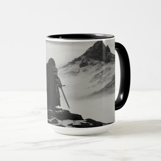 sterke Warrior Mok - Black & White Fantasy koffie (Voorkant rechts)