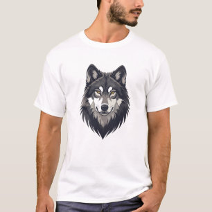 Sterke Wolf Kop Illustratie T-Shirt