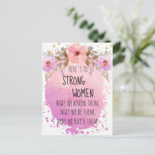 Sterke Woman Roze Lila Floral Glitter Motivation Briefkaart