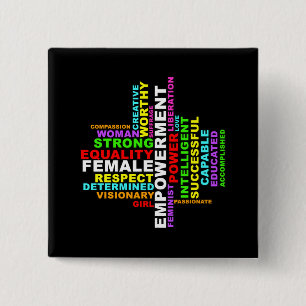 Sterke Woman Wolk Vierkante Button 5,1 Cm