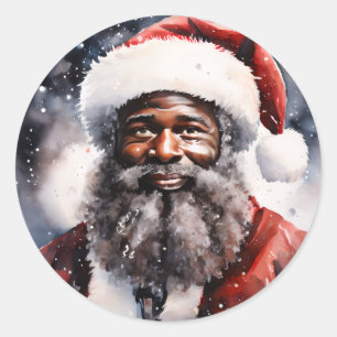 Sterke Zwarte Kerstman Melanine Kerstman Mannen Ronde Sticker