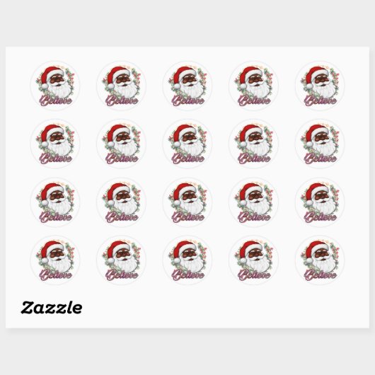 Sterke Zwarte Kerstman Melanine Kerstmis Mannen Ronde Sticker (Vel)
