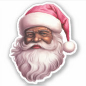 Sterke Zwarte Kerstman Melanine Kerstmis Mannen Sticker (Voorkant)