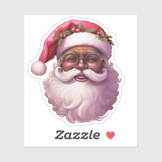 Sterke Zwarte Kerstman Melanine Kerstmis Mannen Sticker (Vel)