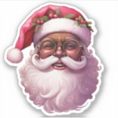 Sterke Zwarte Kerstman Melanine Kerstmis Mannen Sticker (Voorkant)