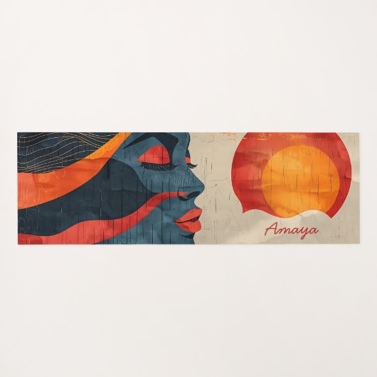 Sterke zwarte vrouw aangepaste naam yogamat (Achterkant (horizontaal))