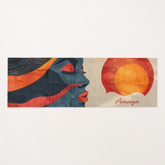 Sterke zwarte vrouw aangepaste naam yogamat (Voorkant (horizontaal))