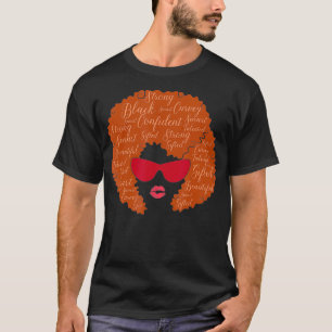 Sterke zwarte vrouw Afro Word Art Collage Hair Mel T-shirt