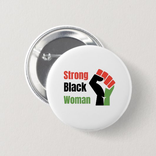 Sterke zwarte vrouw ronde button 5,7 cm (Voorkant /achterkant)