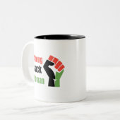 Sterke zwarte vrouw tweekleurige koffiemok (Voorkant links)