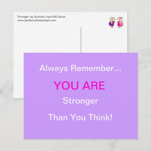 "STERKER" Briefkaart tegen borstkanker (Voorkant / Achterkant)