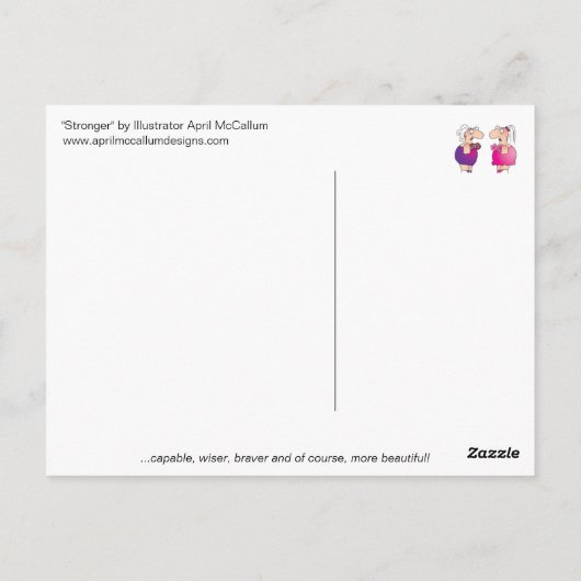"STERKER" Briefkaart tegen borstkanker (Achterkant)