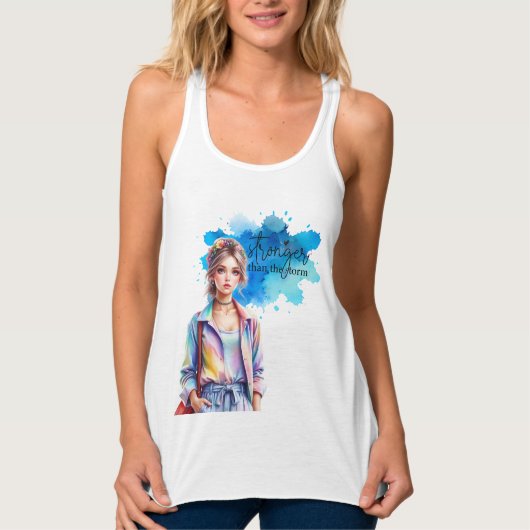 Sterker Dan de Storm Inspirerend Grafisch Werk Tanktop (Voorkant)