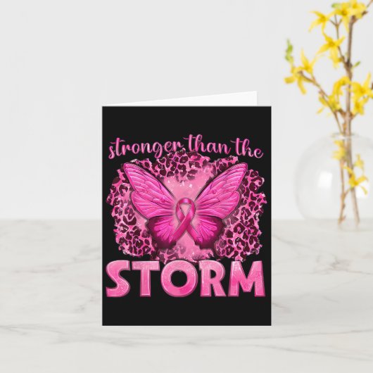 Sterker Dan De Storm Met Vlinder Borstkanker Kaart (Gele Bloem)