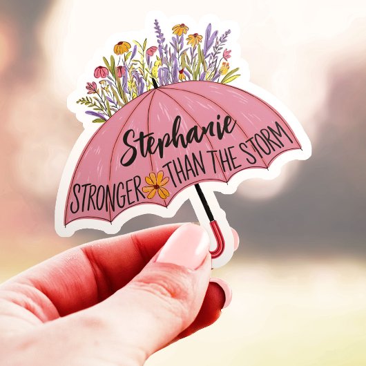 Sterker Dan De Storm Paraplu Aangepaste Naam Vinyl Sticker