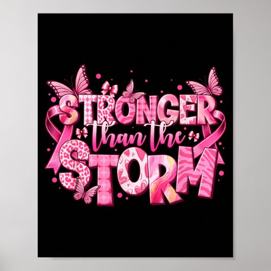 Sterker Dan De Storm Roze Lint Borstkanker Poster (Voorkant)