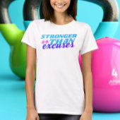 Sterker dan excuses: roze dumbbell typografie t-shirt
