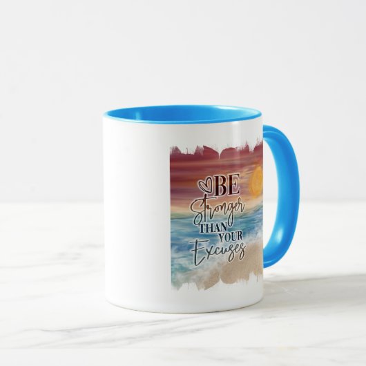 Sterker dan excuses strand thema kleur accent mok (Voorkant rechts)