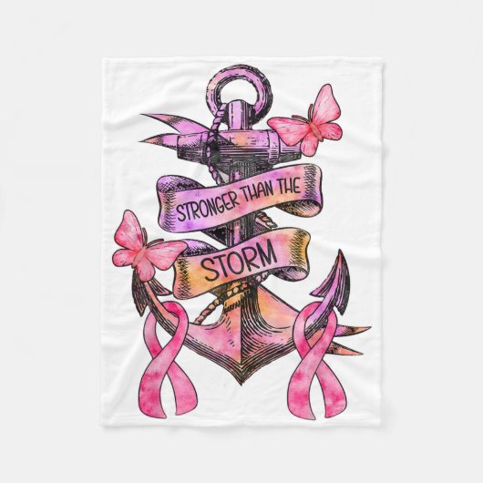 Sterker dan het Storm Anchor Breast Cancer-bewustz Fleece Deken (Voorkant)