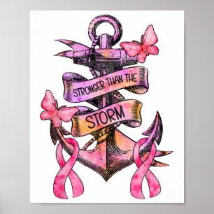 Sterker dan het Storm Anchor Breast Cancer-bewustz Poster