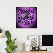 Sterker dan kanker Inspiratieposter – Paars Poster (Thuiskantoor)