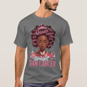 Sterker dan kankerroze zwart afro Queen Breast T-shirt