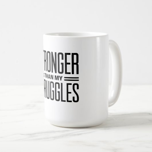 Sterker dan mijn strijd koffiemok (Voorkant rechts)
