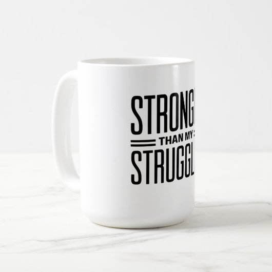 Sterker dan mijn strijd koffiemok (Voorkant links)