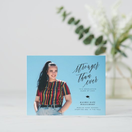 Sterker dan ooit aankondiging van Afstuderen Briefkaart (Staand voorkant)