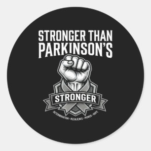 Sterker dan parkinson bewustzijn opgeheven vuist ronde sticker