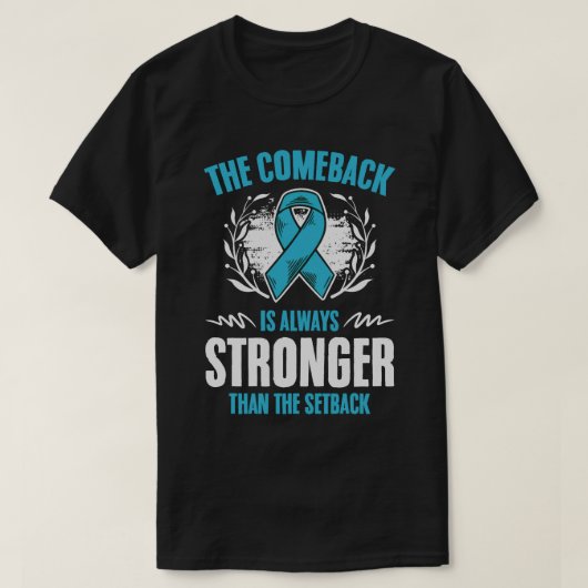 Sterker dan tegenslag Blue Ribbon Prostaatkanker T-shirt (Design voorkant)
