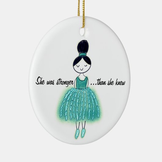 Sterker dan ze wist van  ovariumkanker keramisch ornament (Rechts)