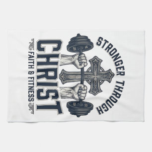 Sterker door Christus Christelijk Gym T-shirt Theedoek
