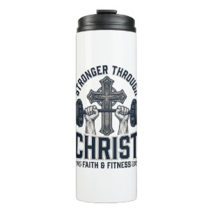 Sterker door Christus Christelijk Gym T-Shirt Thermosbeker