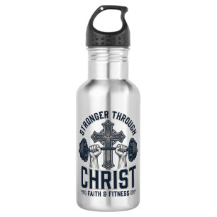 Sterker door Christus Christelijk Gym T-Shirt Waterfles