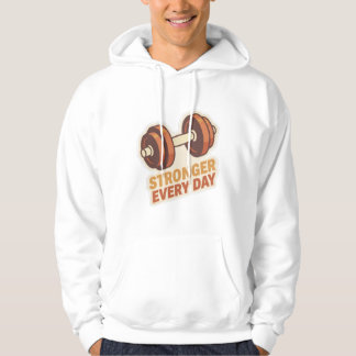 Sterker Elke Dag Gym Motivatie Hanteerbare Sticker Hoodie