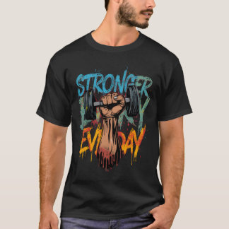 Sterker Elke Dag–Motiverende Gym Tshirt