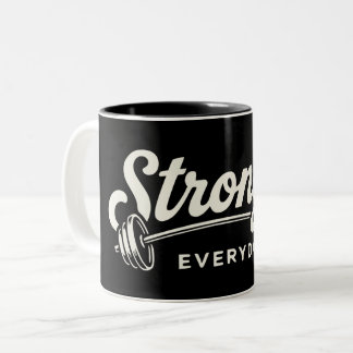 Sterker Elke Dag Retro Gym Motivatie Tweekleurige Koffiemok