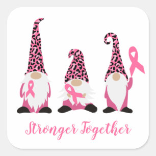 Sterker gecombineerd Breast Cancer Roze lint Vierkante Sticker